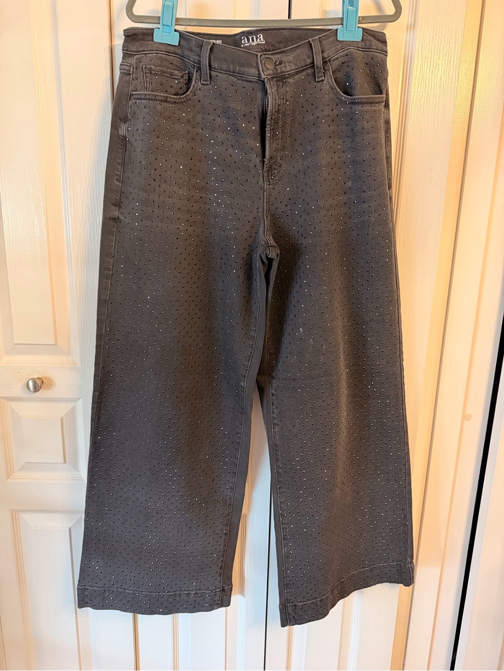 a.n.a Women’s Wide Leg Embellished Jeans - Charcoal